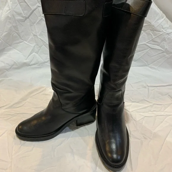 HELMUT LANG SLOUCH TALL HEELED BOOT LEATHER BLACK - Picture 2 of 12